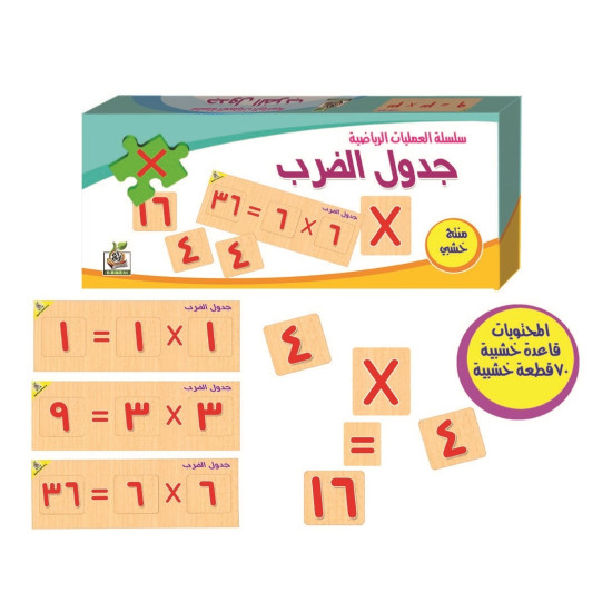 هيا نتعلم الرياضيات - سلسلة عمليات جدول الضرب - بزل خشبي