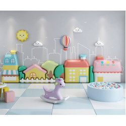 ديكور الحائط الكبير - المدينة الملونة  WALL DICORATION LARGE COLORFUL CITY مقاس :W280cmxH100cmcmx3cm