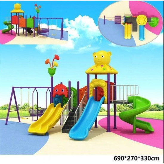 العاب حدائق كبيرة زحاليق بمراجيح جماعية مقاس: 690*270*330 سم